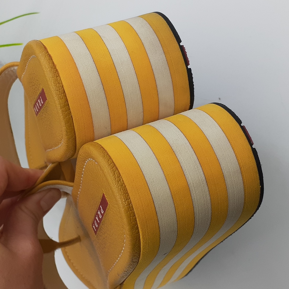 Prada vintage 2000s yellow and white platform flip flops size 39 US size 9 - Picture 7 of 13